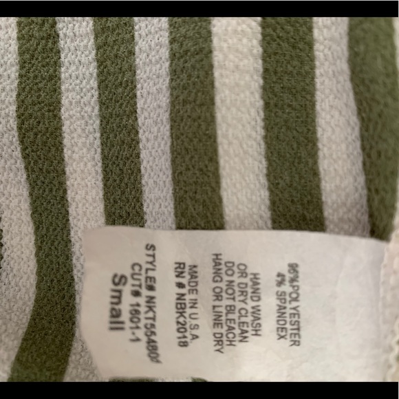 Green & White Striped Short Sleeve Crop Top - Picture 7 of 7